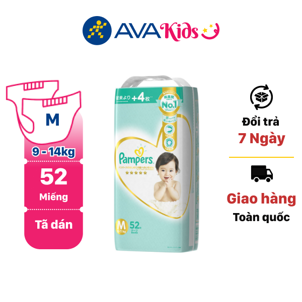 Tã dán Pampers cao cấp size M 52 miếng (cho bé 6 - 11kg)