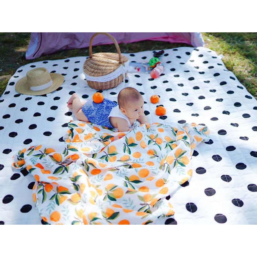 Thảm picnic thảm dã ngoại du lịch, đi biển vải chần bông cao cấp có đệm chống ẩm