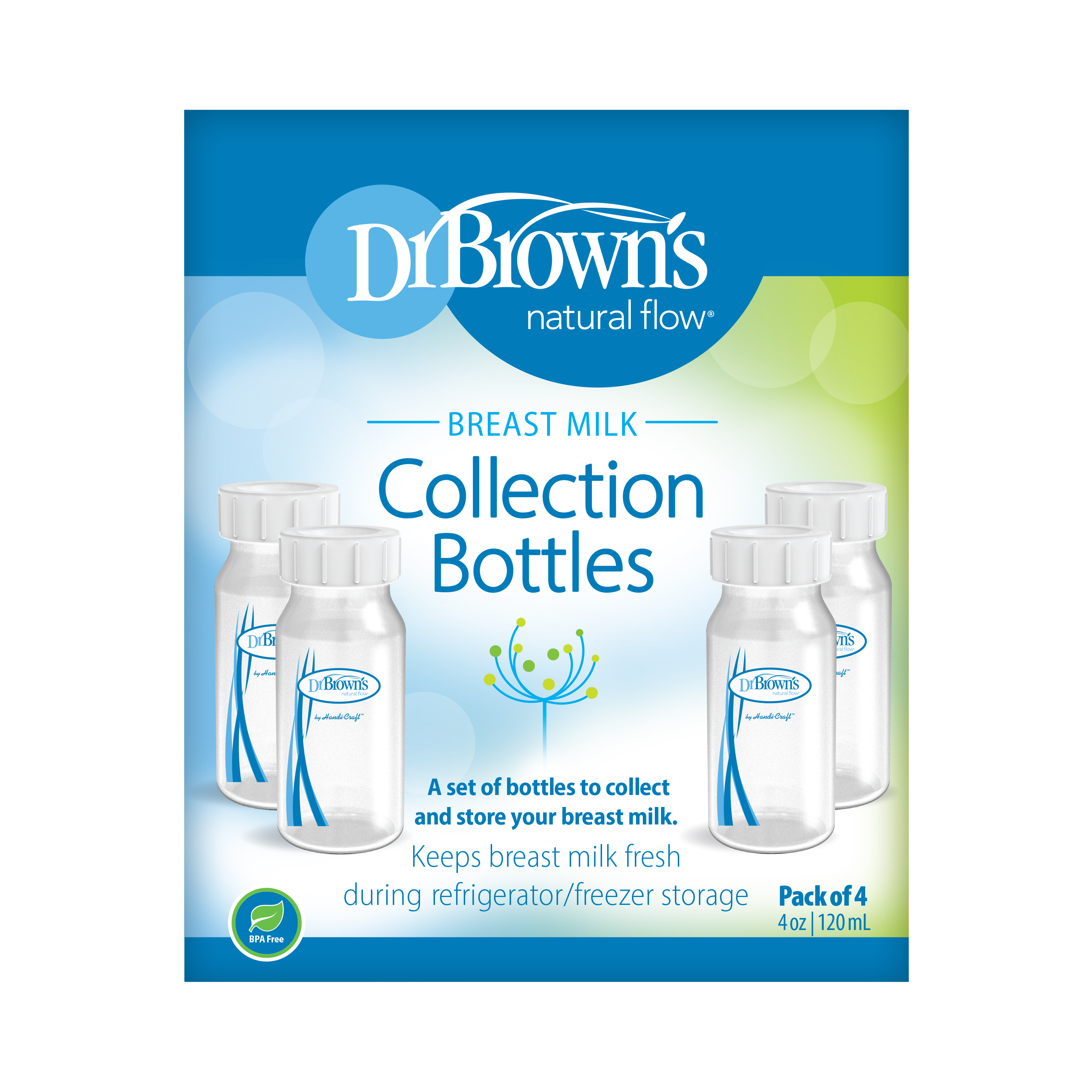 Bộ 4 bình trữ sữa Dr.Brown's cổ thường 120ml