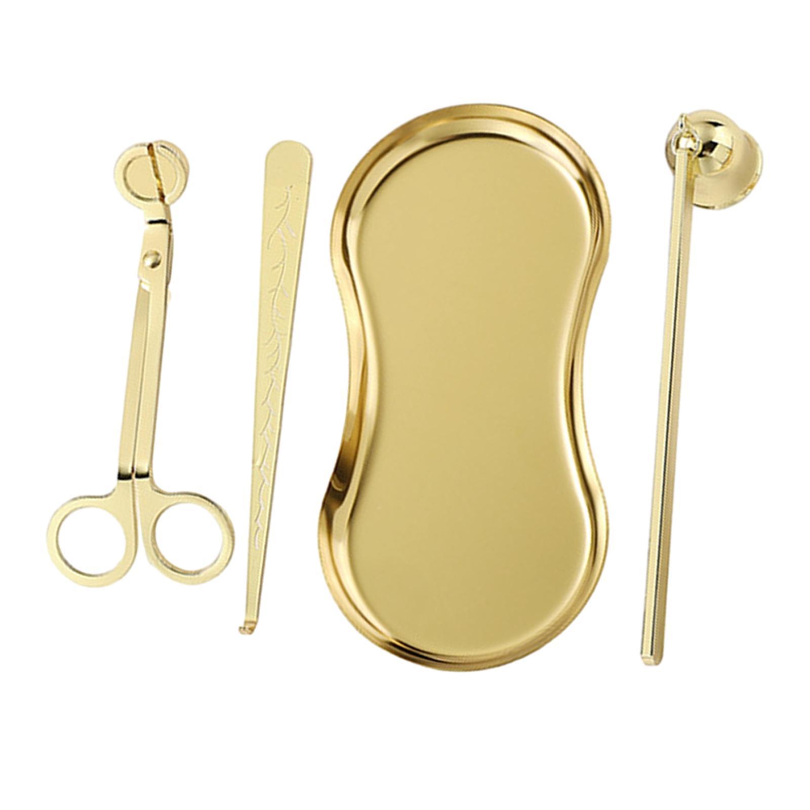 4Pcs Candle Accessory Wick Cutter Extinguisher Stainless Steel Rustproof Sturdy Wick Dipper with Storage Tray