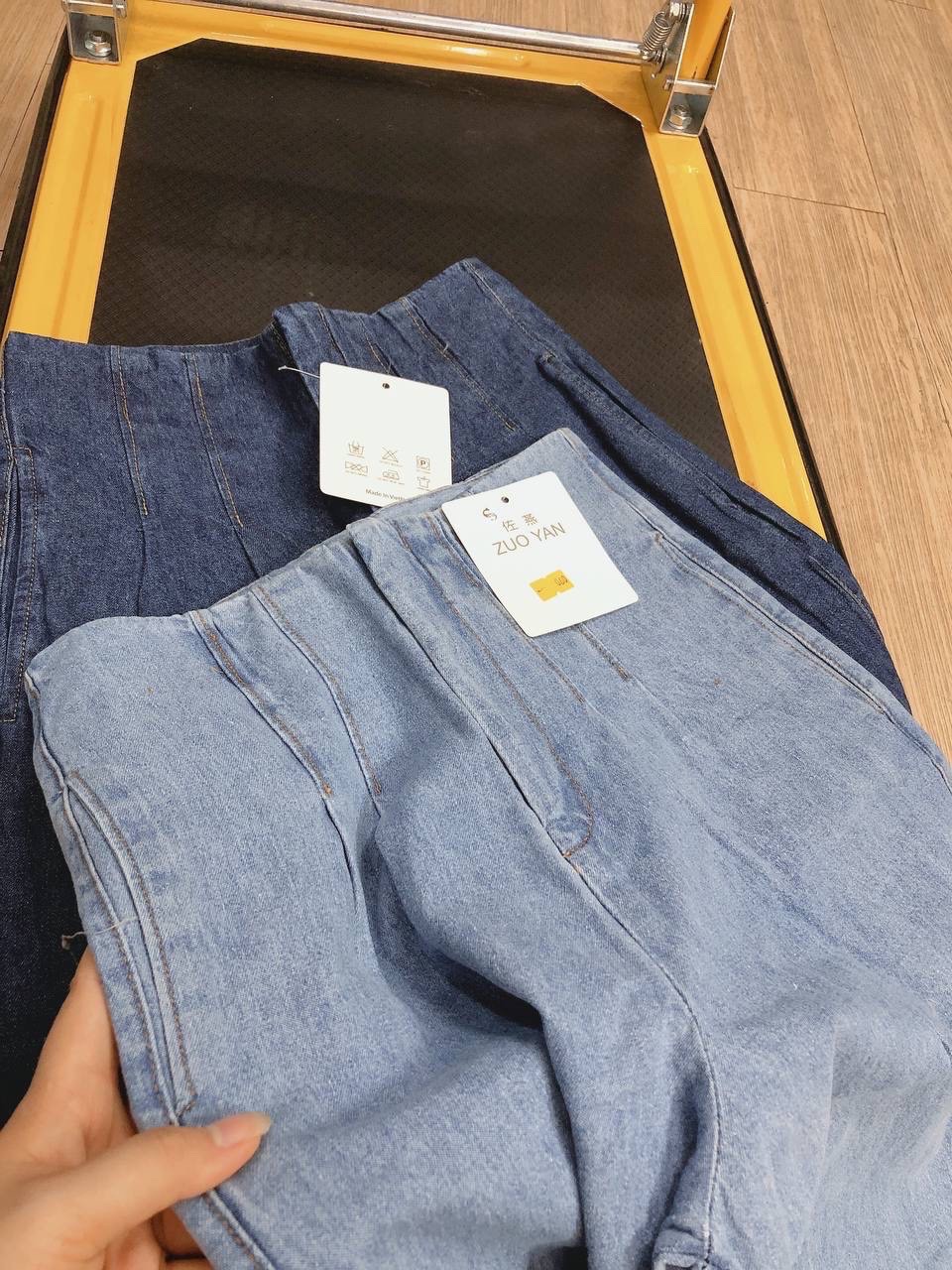 QUẦN ỐNG RỘNG SUÔNG JEANS DENIM BO EO