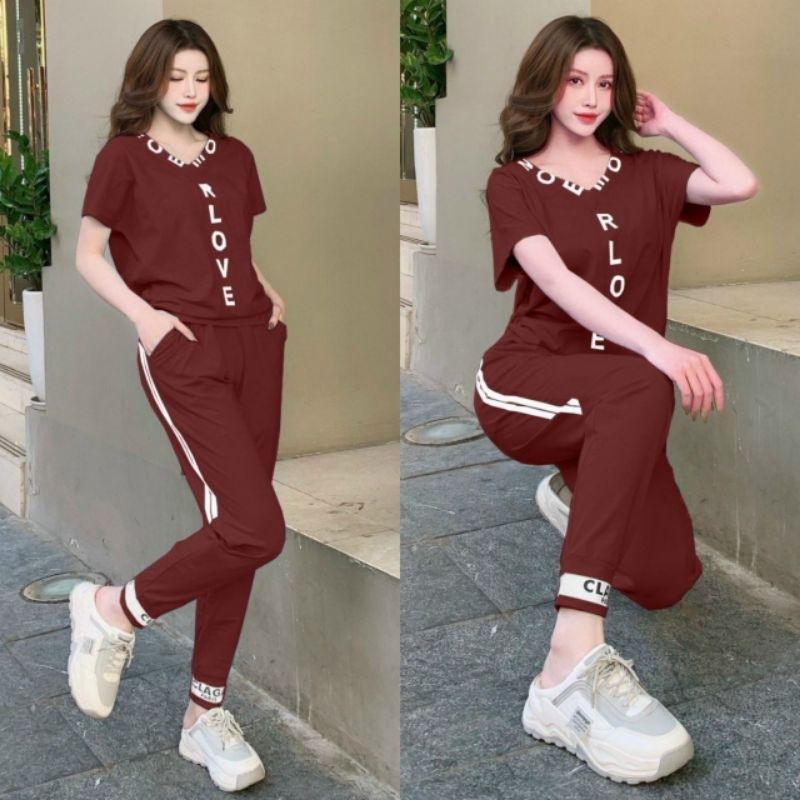 Sét đồ bộ thun nữ chữ love siêu hót mẫu mới đẹp có bigsize, sét bộ đi chơi mặc ơ nhà xinh xắn thời trang cao cấp