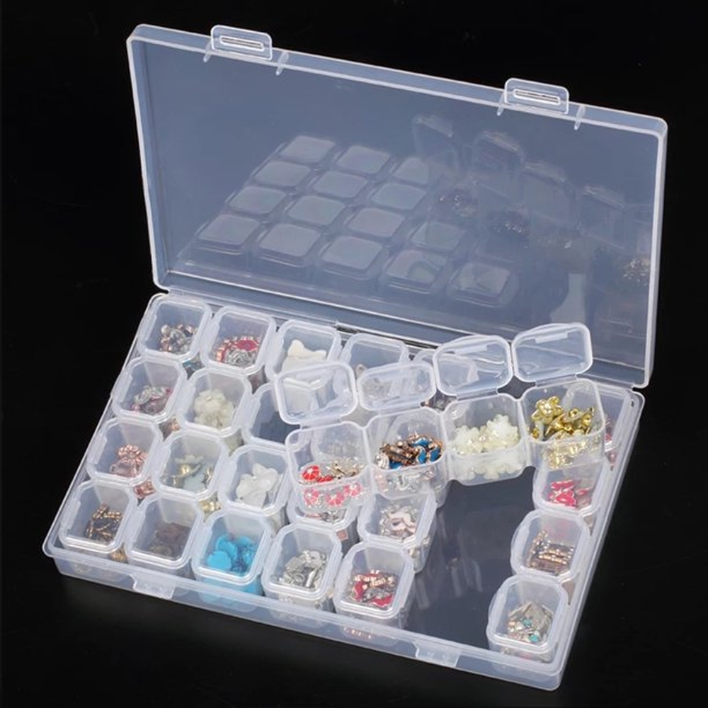 Khay Đựng Phụ Kiện Nail 28 Ô Có Thể Tháo Rời Nắp Mở Từng Ô, Chất Liệu Nhựa Trong Suốt, Dễ Bảo Quản Riêng Từng Loại Và Thuận Tiện Tìm Kiếm Khi Cần Sử Dụng, Nhỏ Gọn, Độ Bền Cao