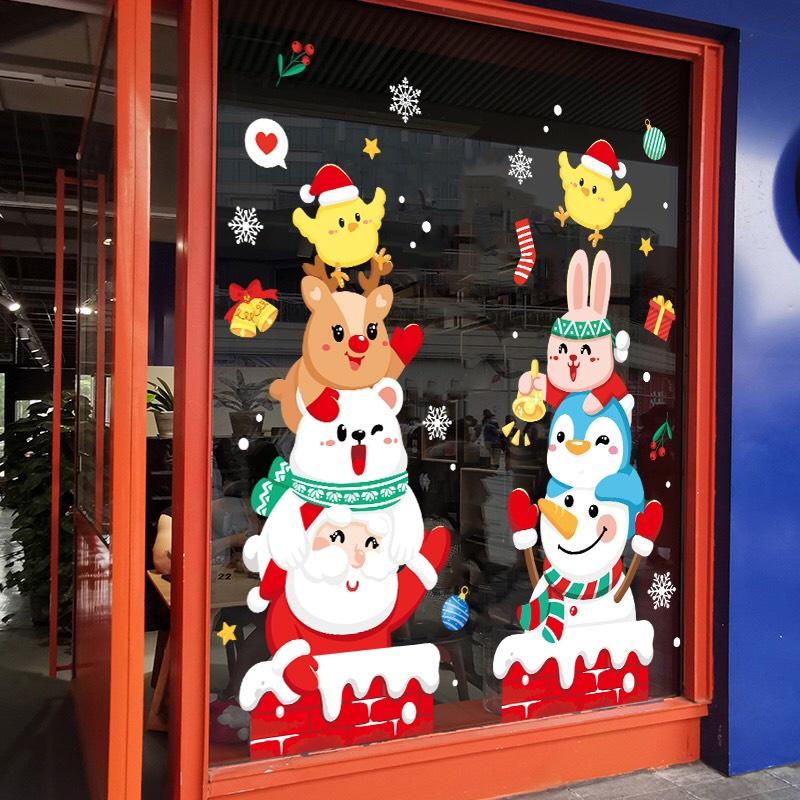 Decal trang trí Noel Hít Tĩnh Điện 2 mặt - GÀ CON CÙNG CÁC BẠN