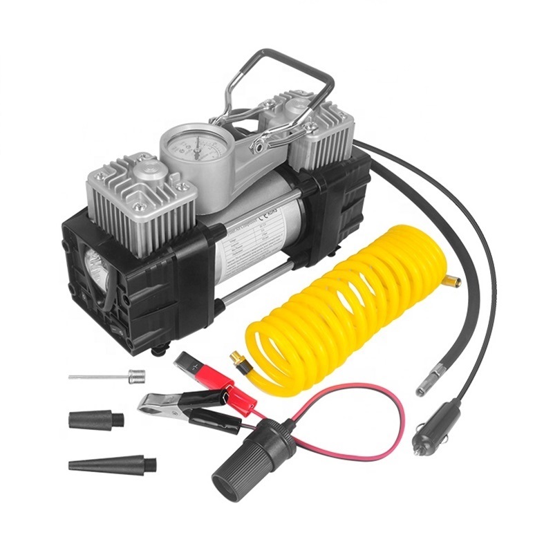 Bơm điện xe hơi ô tô 12V, bơm lốp ô tô 2 motor, 2 xilanh cao cấp, bơm hơi ô tô