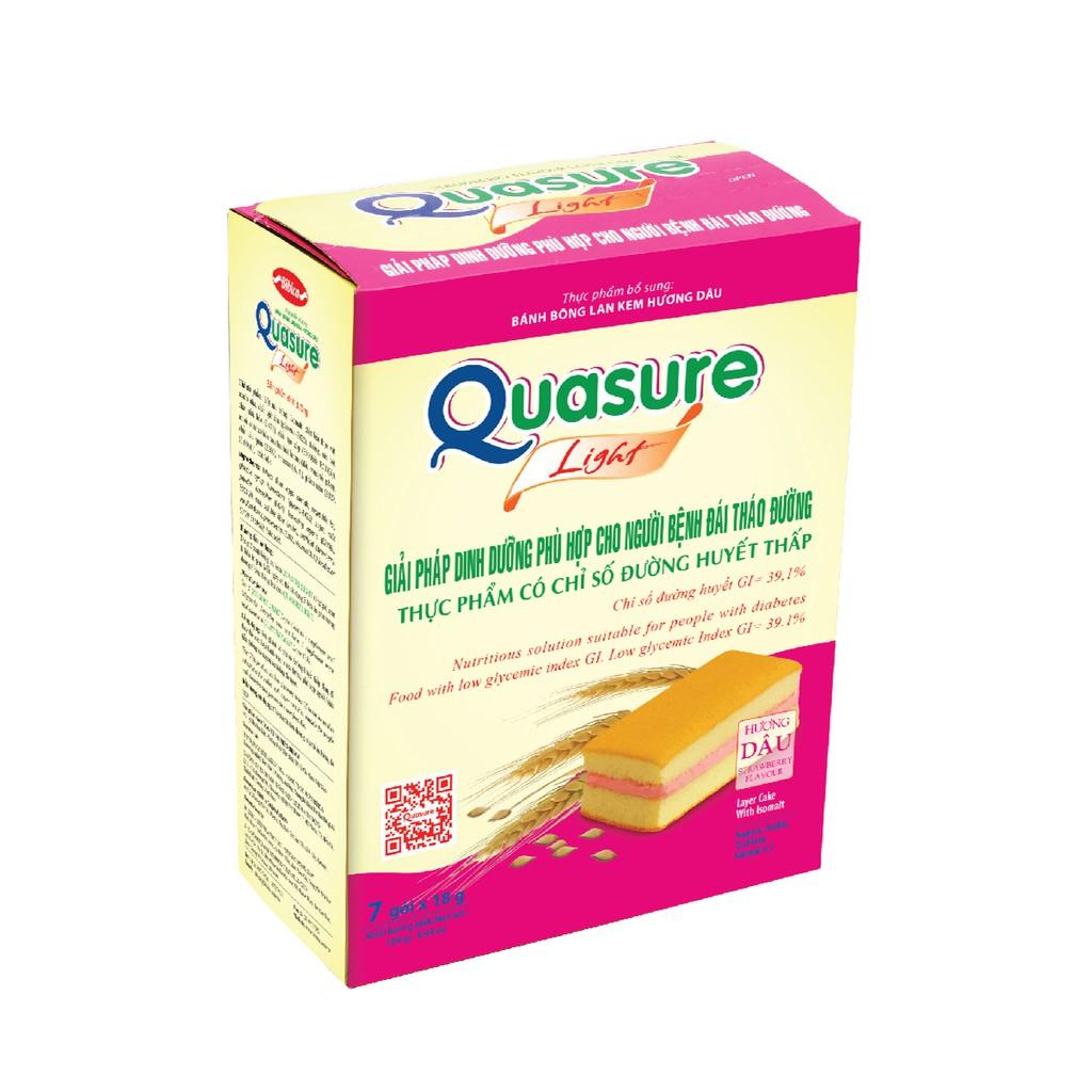 Bánh bông lan dinh dưỡng Quasure light dâu 126 gram Bibica - thực phẩm dành cho người ăn kiêng, tiểu đường