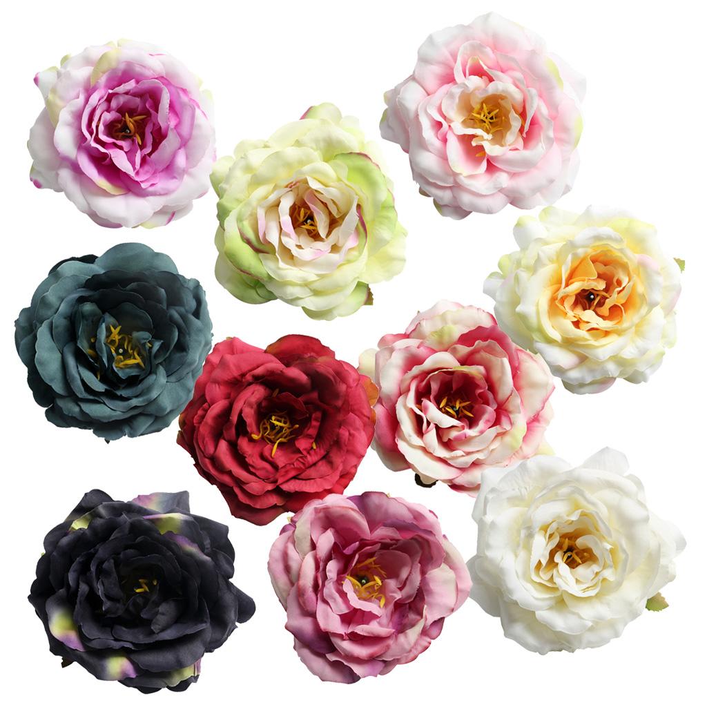 10 Pieces Artificial Peony Silk Flower Head DIY Accessories