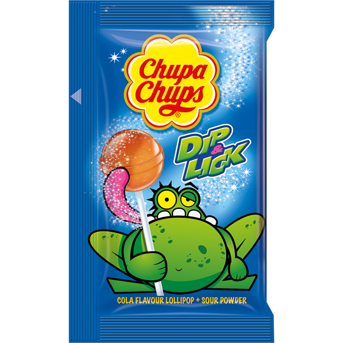 Chupa Chups Dip &amp; Lick Kẹo Chấm Mút Hương Cola &amp; Dâu Với Bột Chua (12 Gói)