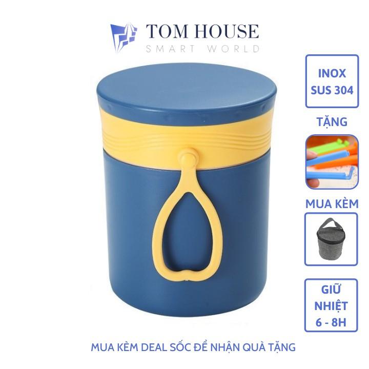 Cốc Đựng Cháo Kèm Muỗng Và Túi Giữ Nhiệt, Hộp Đựng Cháo Canh Soup Bền Đẹp Có Tay Xách Nắp Đậy