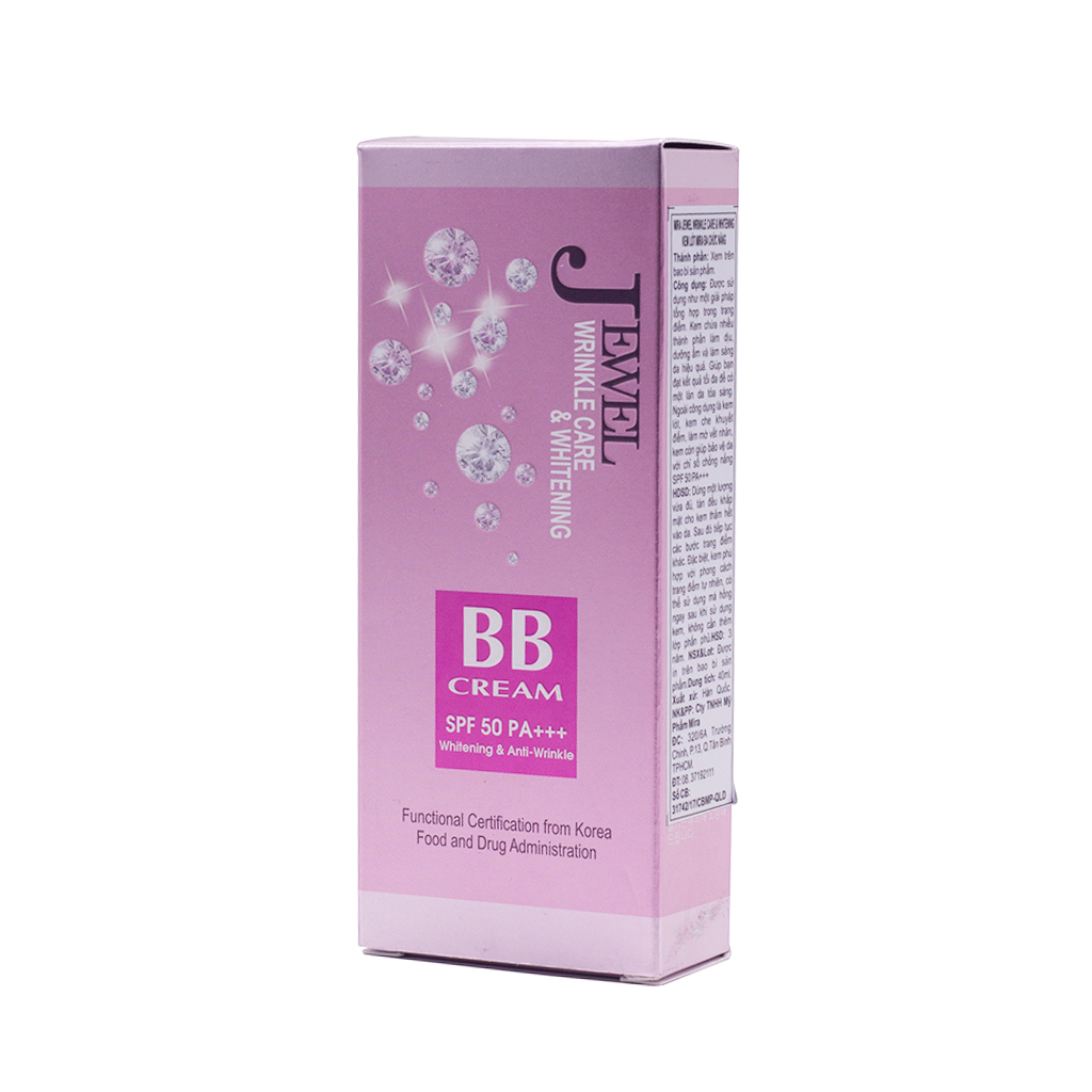 Kem lót nền đa chức năng cao cấp Hàn Quốc Mira Jewel BB Cream (40g) + tặng Bông phấn tán kem nước cao cấp Hàn Quốc Mira culous (quai xanh) – Hàng chính hãng.