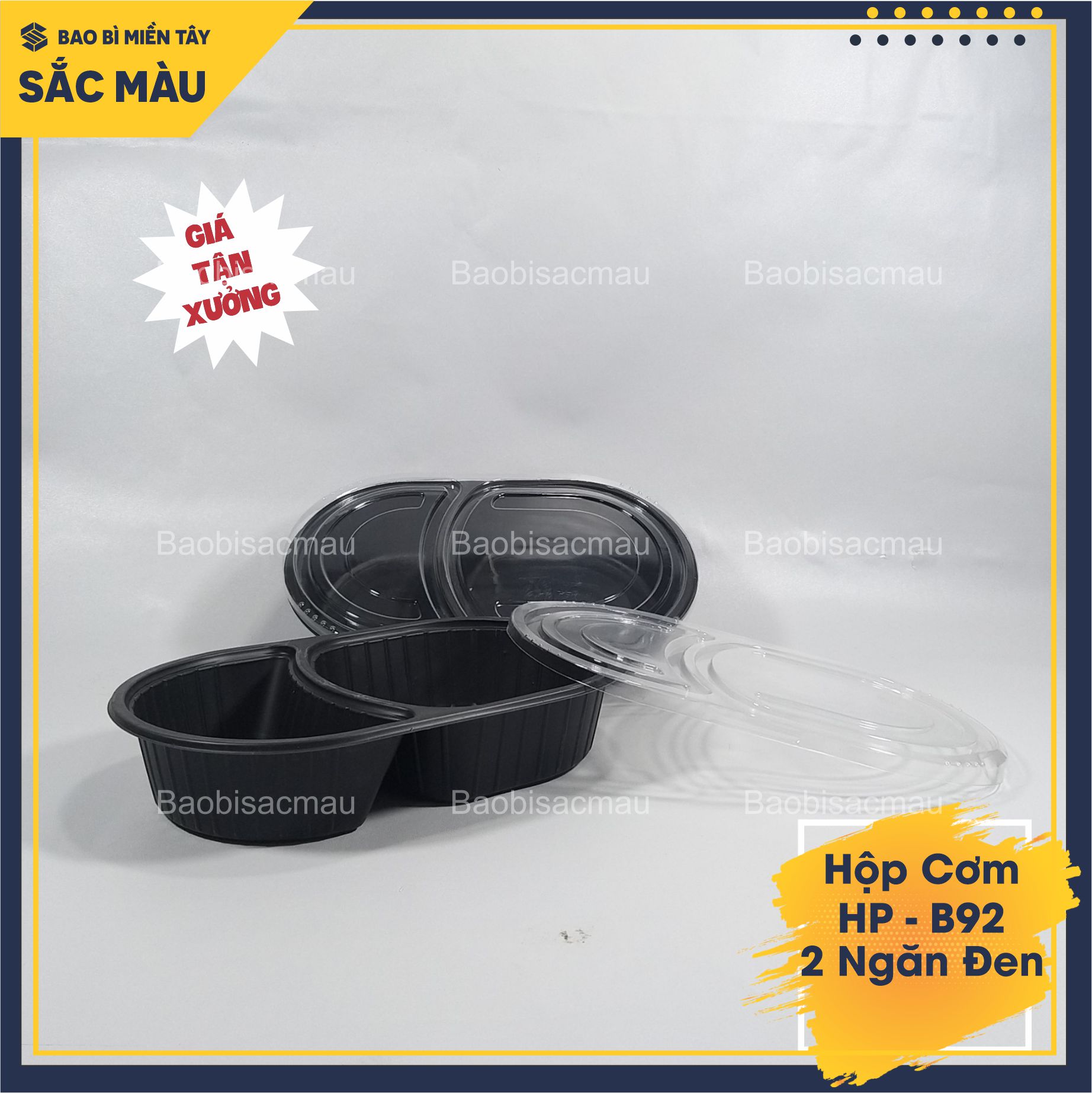 Sét 20 Hộp nhựa 2 ngăn cao cấp đựng cơm, xôi, bánh... 2 màu đen, trắng sữa.