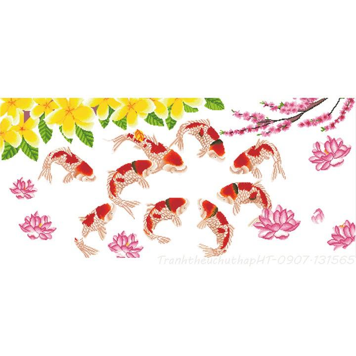 Tranh đính đá Cửu ngư quần hội VS222 - tự đính