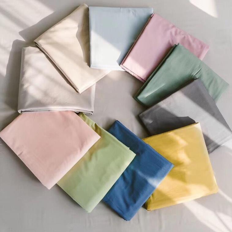 Bộ chăn ga gối Cotton Living đơn sắc 100% Nhà Nhím Chăn ga gối đủ size giường nệm