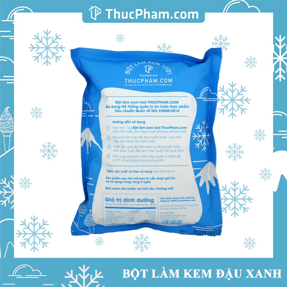 [ĂN BAO GHIỀN❤️] Bột Làm Kem Tươi THUCPHAM.COM Vị Đậu Xanh 1kg - Công Thức Độc Quyền Hương Vị Mới, Không Gắt, Không Hắc