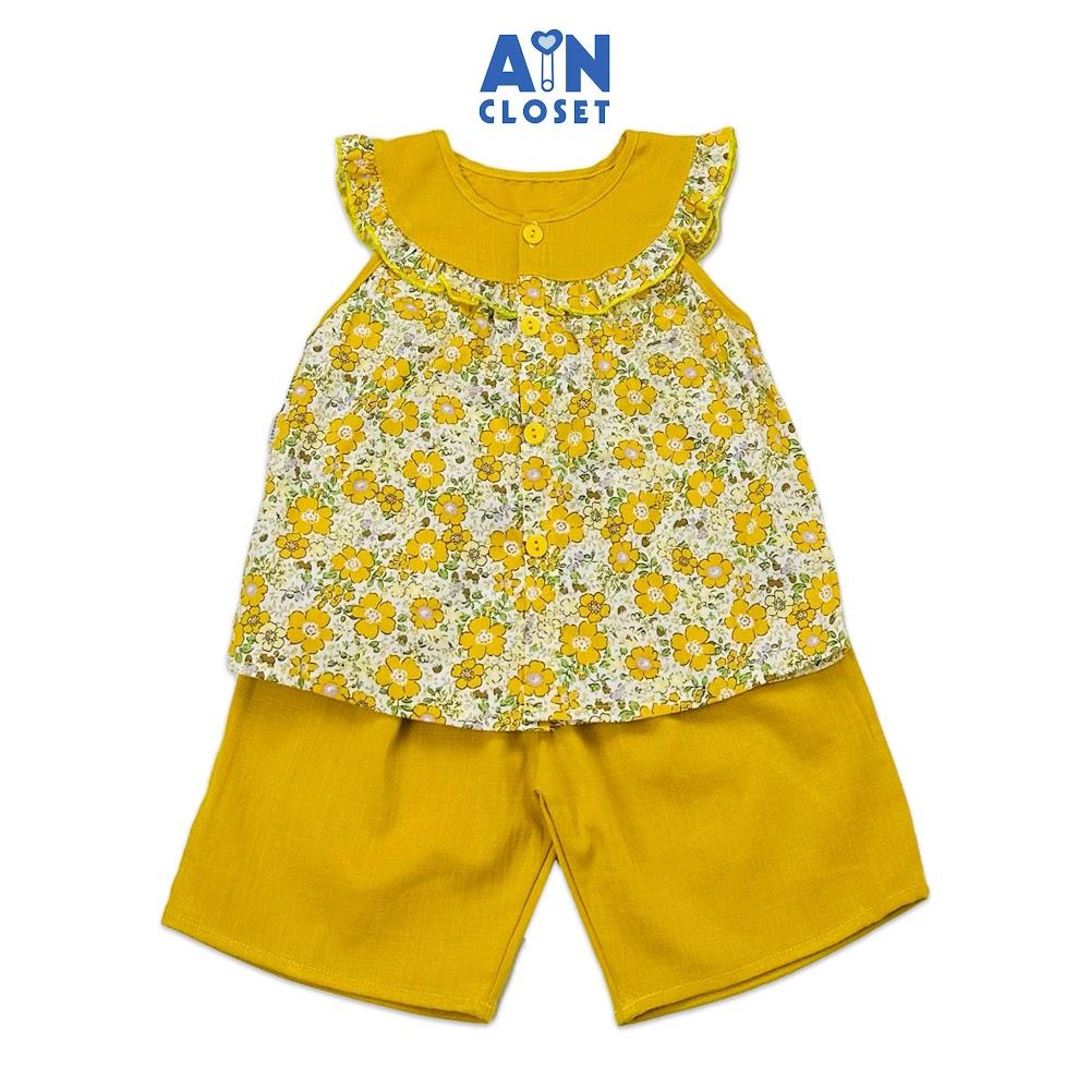 Bộ quần áo lửng bé gái họa tiết Vườn Hoa Vàng cotton - AICDBGWUTO1V - AIN Closet