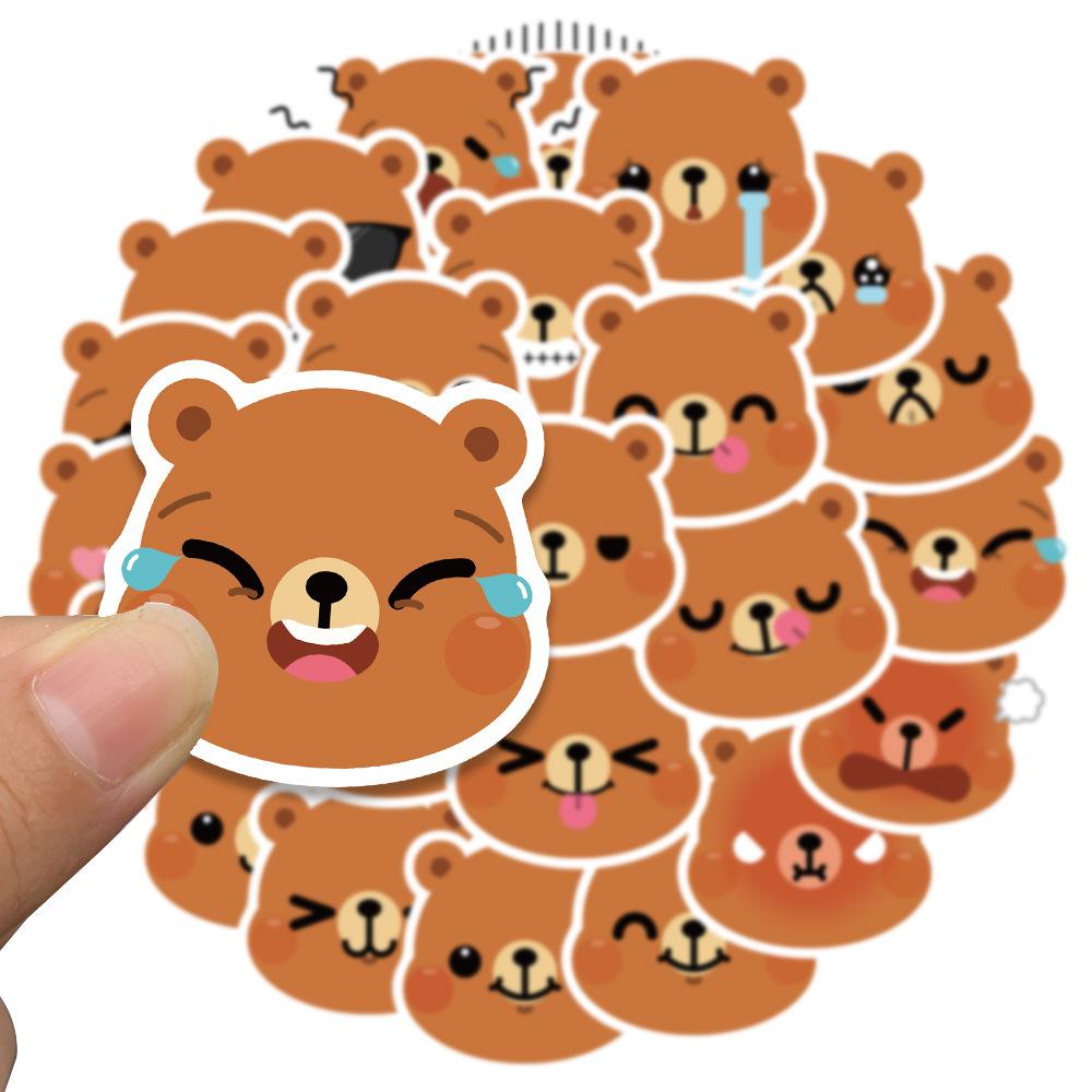 Sticker gấu nâu emotion chibi hoạt hình cute trang trí mũ bảo hiểm, guitar, ukulele, điện thoại, sổ tay, laptop-mẫu S83