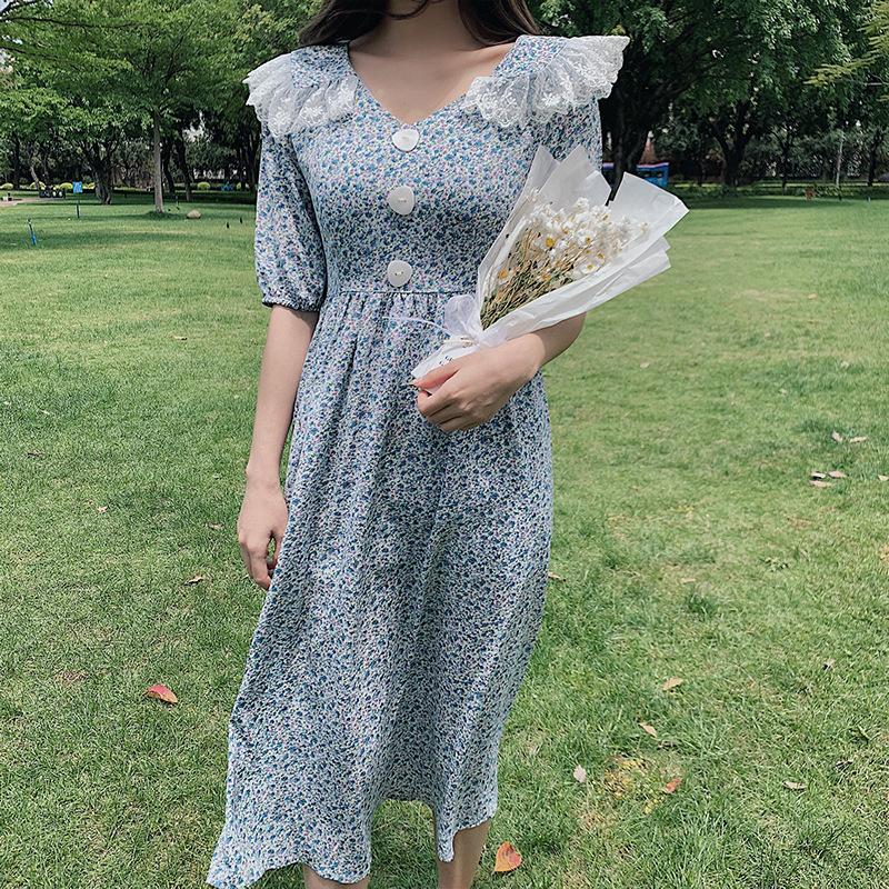 Đầm Hoa Tay Ngắn Xinh Xắn Dành Cho Nữ