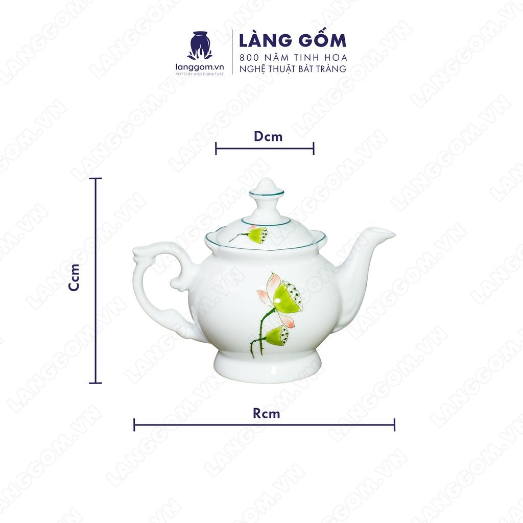 Bộ ấm chén phú quý vẽ đài sen - Gốm sứ Bát Tràng - LÀNG GỐM