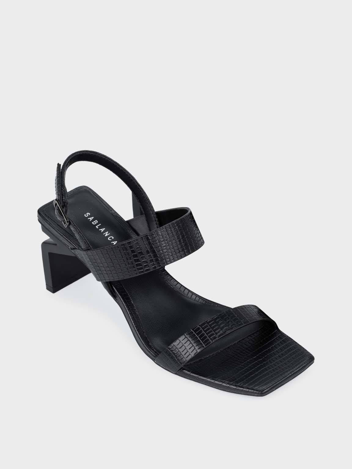 Giày sandal cao gót nữ quai ngang đế cách điệu Sablanca 5050SN0169