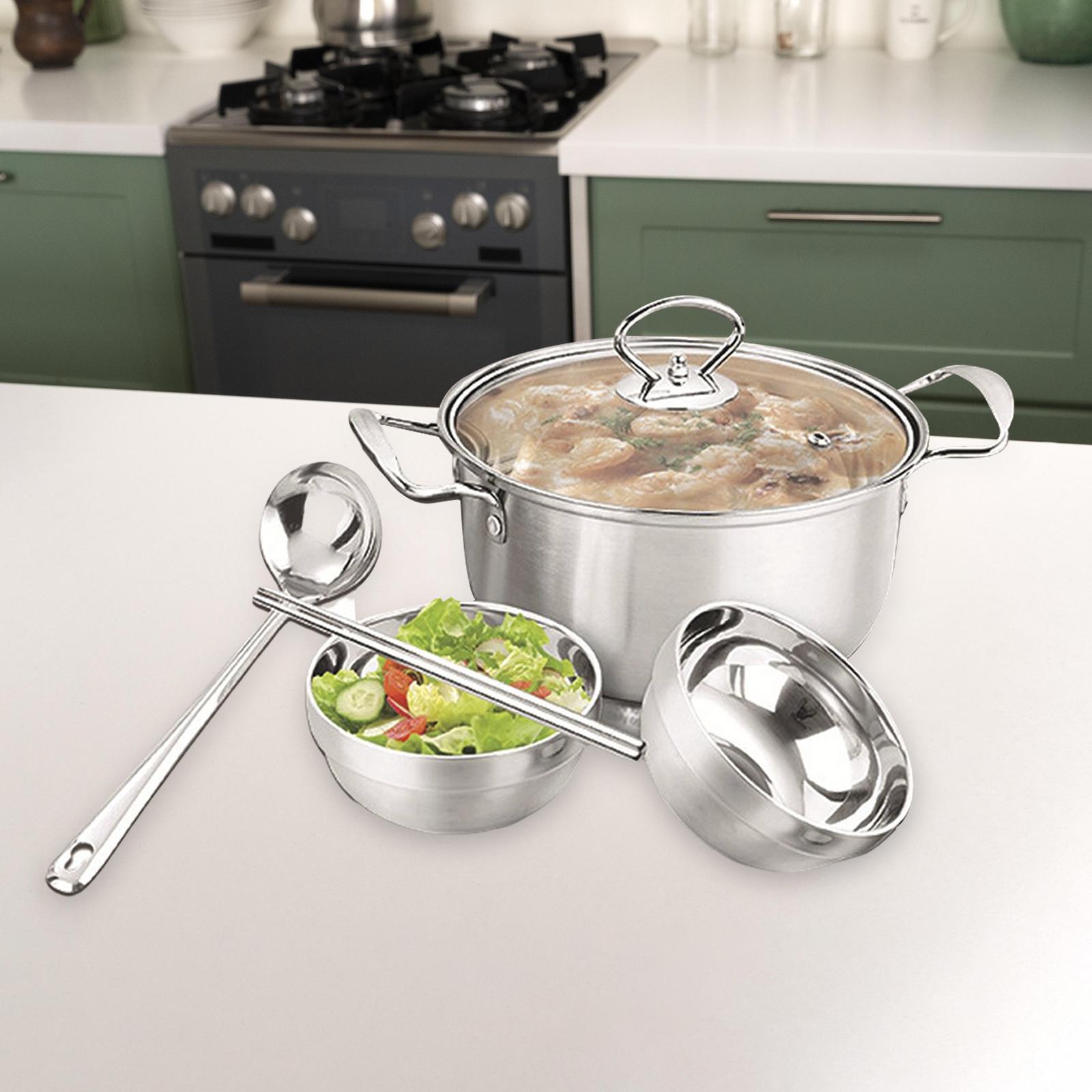 Soup Stockpot Bowls, Spoon, and Chopsticks Cooking Pot for Home Travel
