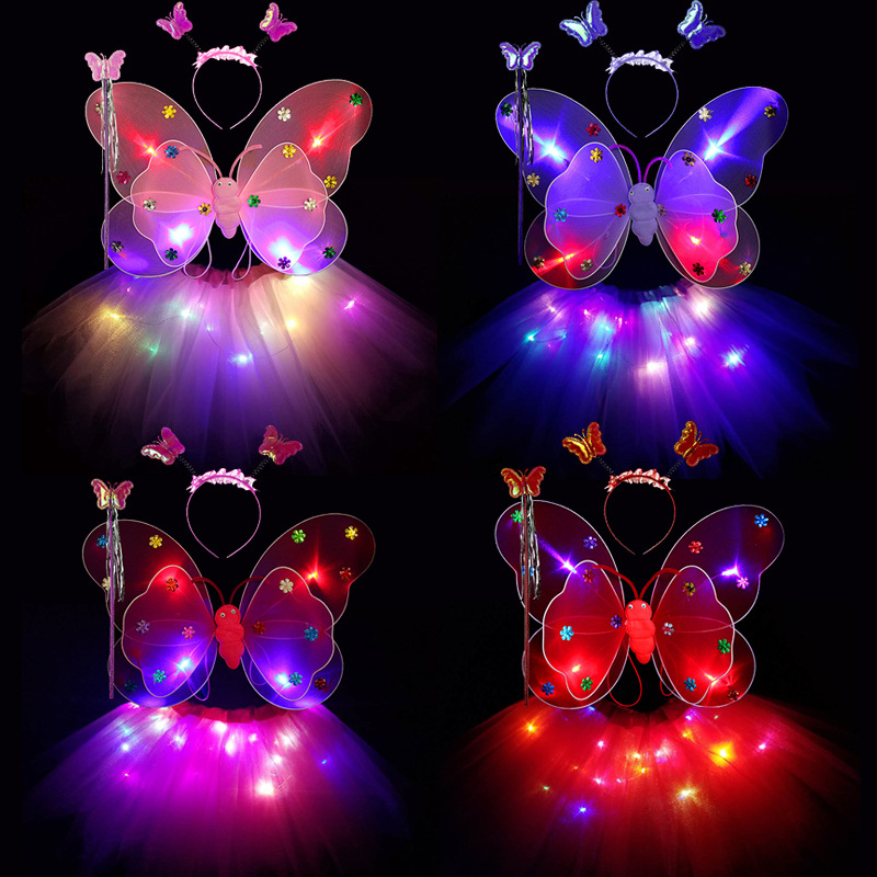 Bộ cánh bướm hóa trang có đèn led kèm váy dành cho bé gái