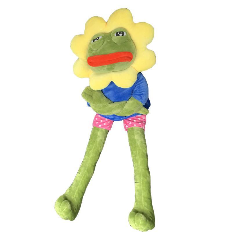 Gấu bông ếch xanh Pepe sad frog 50cm 75cm đội hoa hướng dương siêu bựa dành cho vozer - B
