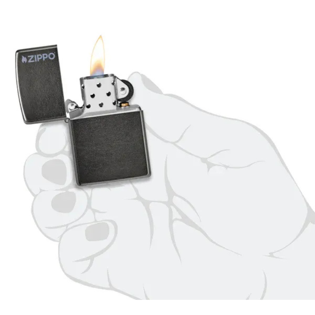 Bật Lửa Zippo Grey Classic Logo Xám Cổ Điển Chính Hãng USA – Zippo Regular Standard Logo Chống Gió Cao Cấp