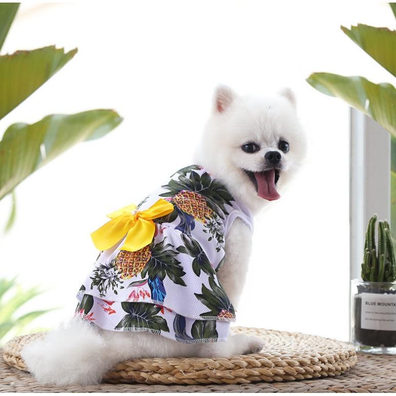 Váy có Nơ cho chó mèo mùa xuân hè, mùa thu phong cách Hawaii , Váy cho thú cưng