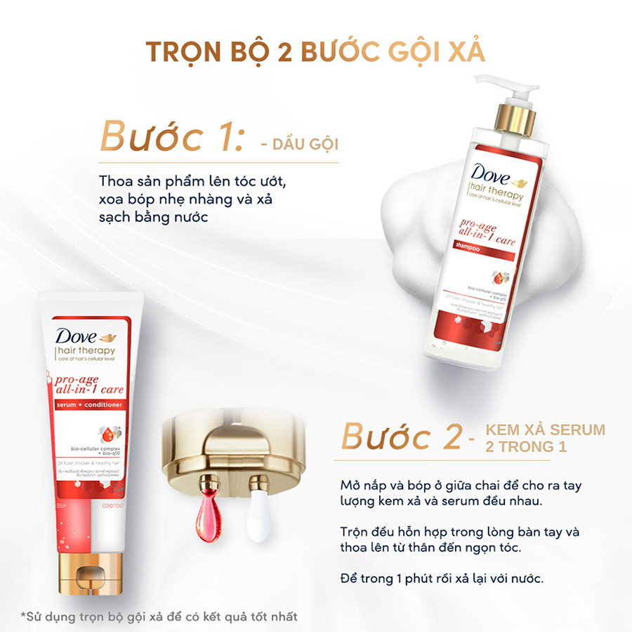 Dầu gội Dove Pro-age Tóc phồng dày và Ngăn lão hóa 380ml