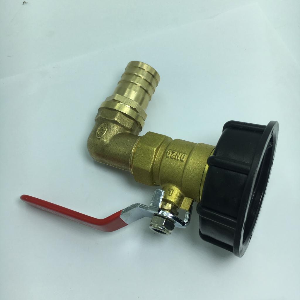 Đầu Nối Chủ đề Dày 1 PC IBC / Tấn Thùng Với Van đồng Thau đầy đủ 90 độ