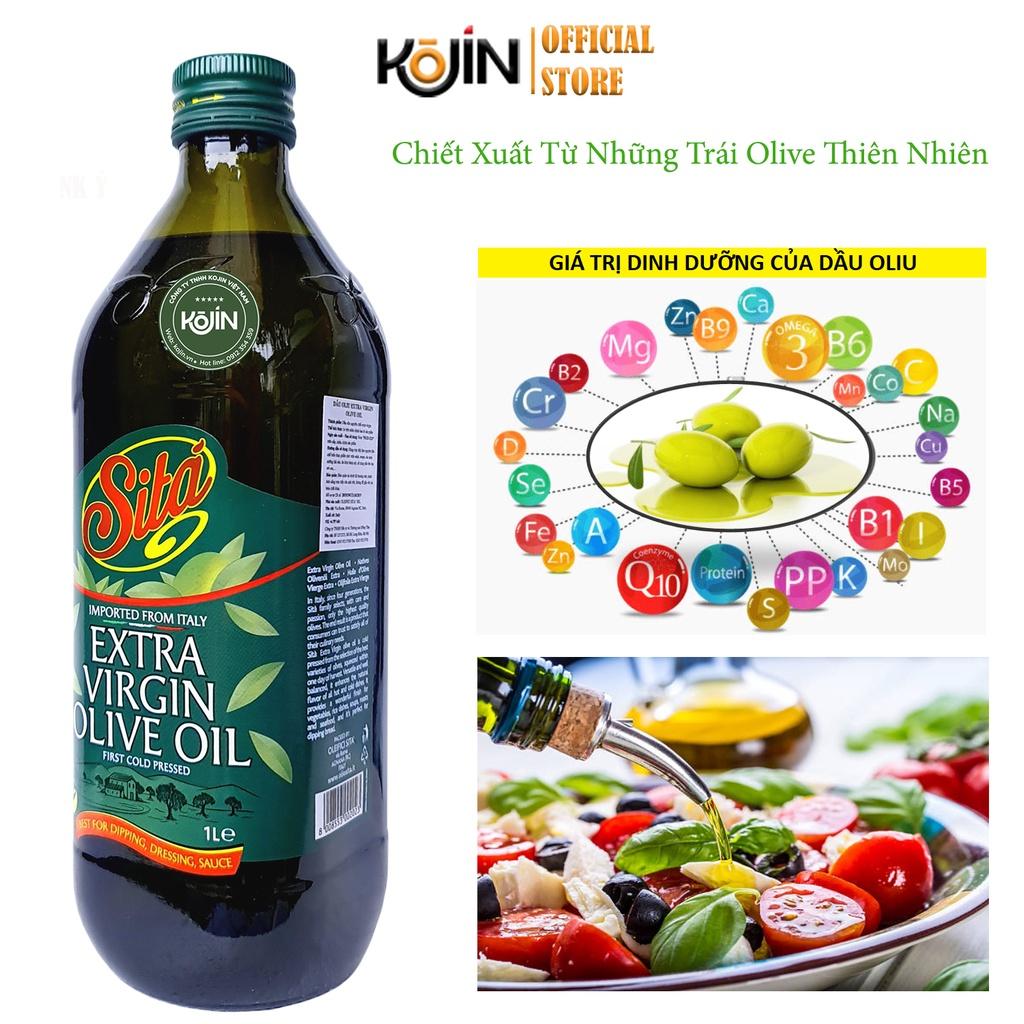 Dầu Oliu KOJIN Dầu Oliu Extra Virgin Italia Ép Lạnh 100% Siêu Nguyên Chất Chai Thủy Tinh 1L Hàng Mới