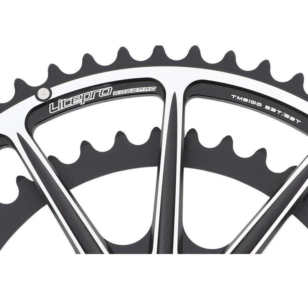 Lightweight 170mm Crankset, 130 BCD Mountain Road Bike Chainring 53-59T Round Chainwheel High Strength Crankarms