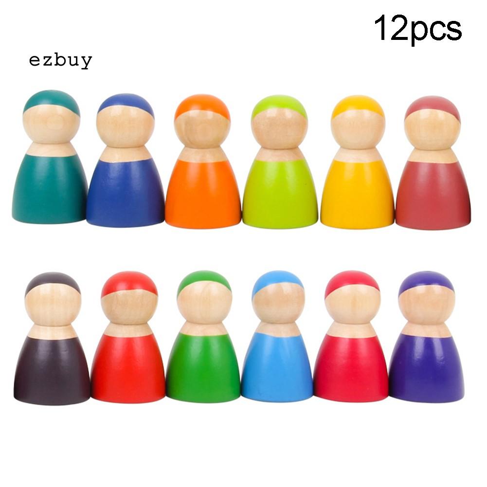 Bộ 12 Búp Bê Cầu Vồng Bằng Gỗ