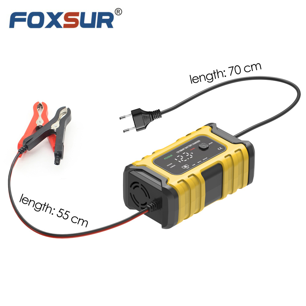 Bộ sạc ắc quy thông minh FOXSUR 12V FBC1206D 6A 4AH - 120AH khử sunfat và tự động ngắt