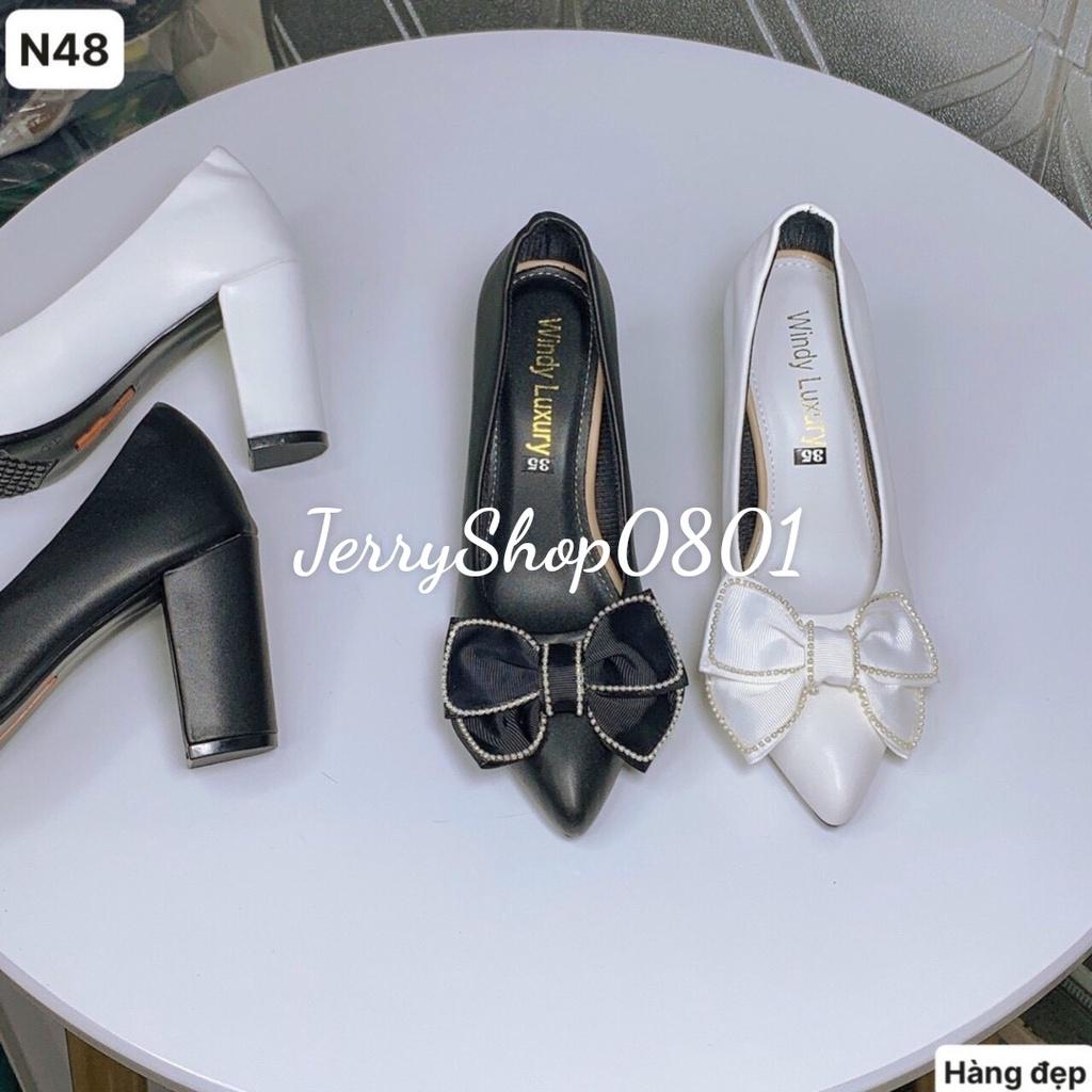 Giày nữ, giày cao gót 7p BÍT MŨI BÍT GÓT GẮN NƠ sang trọng hàng đẹp