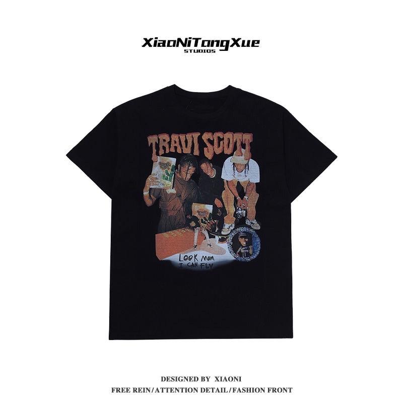 Áo Thun Travis Scott Vải Cotton 100% Phong cách Hip Hop Áo Phông Ulzzang
