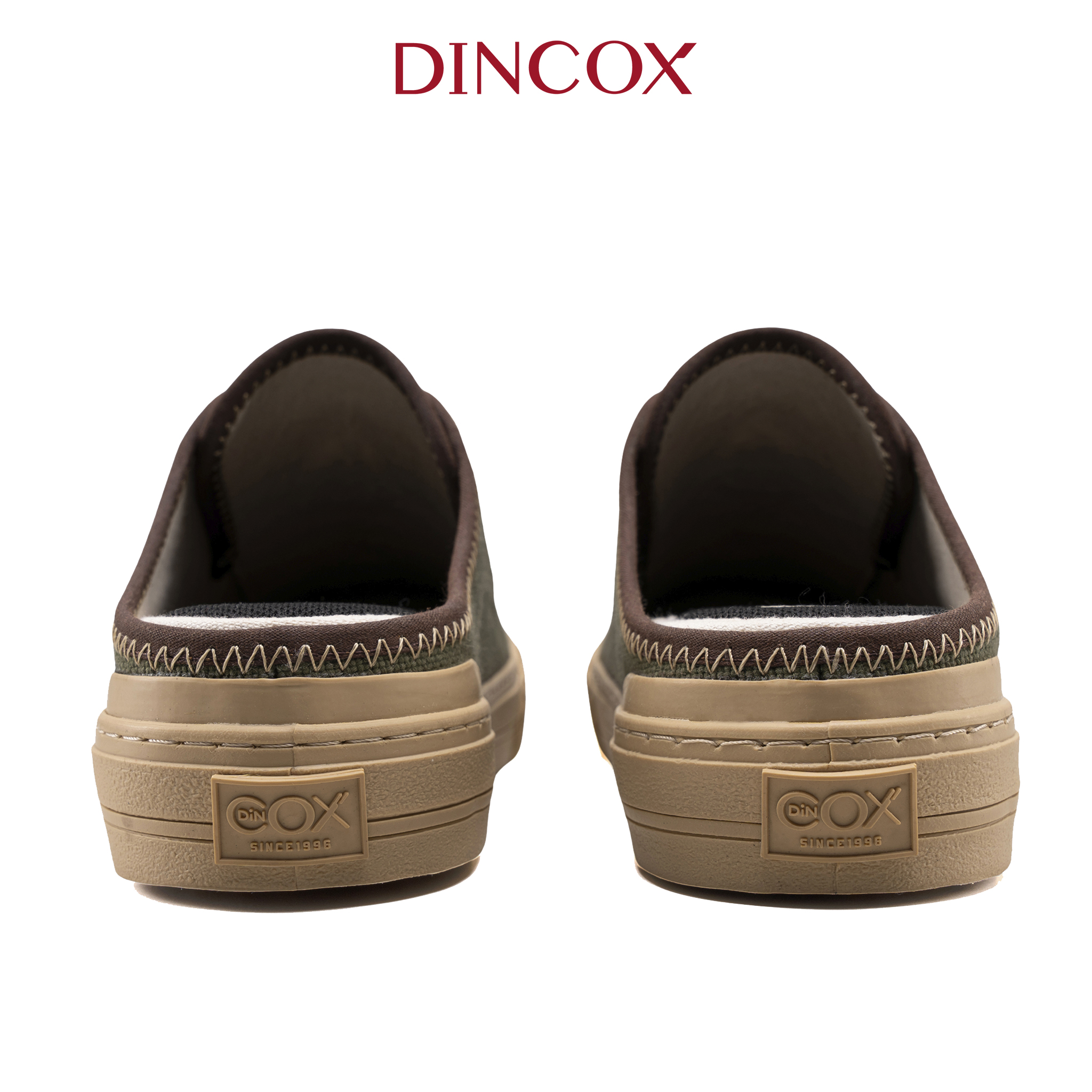 Giày Sục Đạp Gót Mules Vải Sneaker Unisex Tăng Chiều Cao 4cm DINCOX E10 Matcha