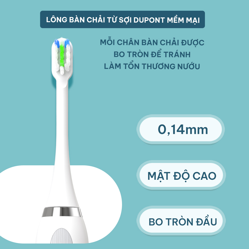 Bàn chải điện CWELL S2 Pro rung 3200lần/p, công nghệ sóng siêu âm, chống nước IPX7, pin khỏe 60 ngày