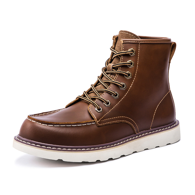 Giày boot da bò, giày đốc cổ cao big size cỡ lớn cho nam chân to - BT168