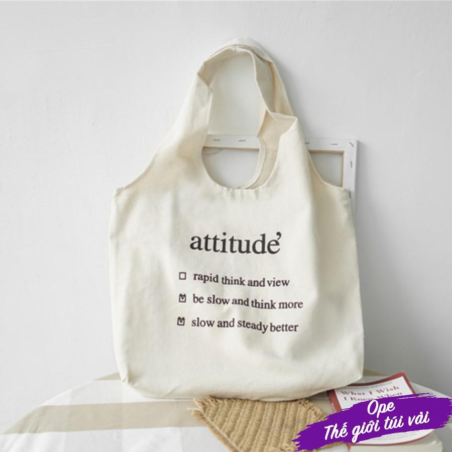 Túi tote vải đựng đồ canvas Hàn Quốc cao cấp có khoá miệng