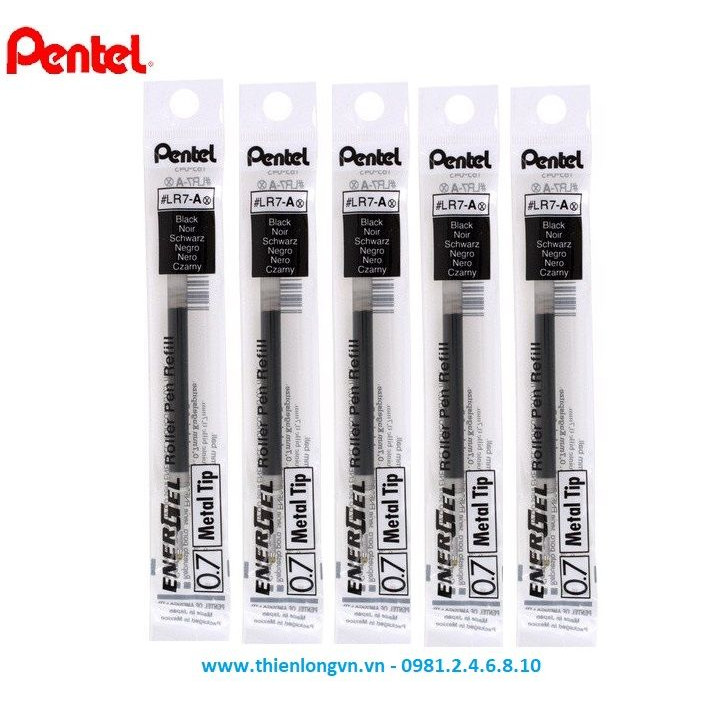 Combo 5 Ruột bút nước energel Pentel LR7 màu đen 0.7mm