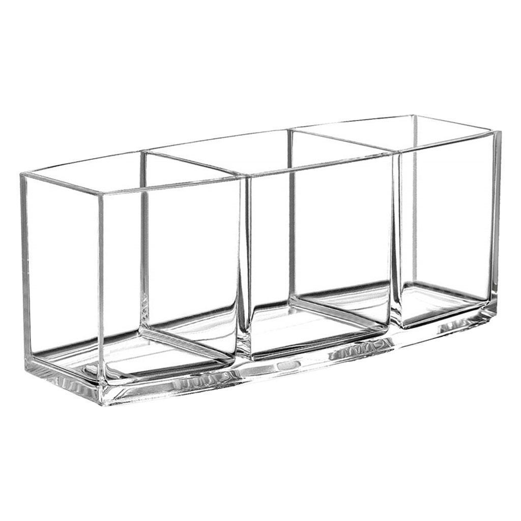 Clear Acrylic 3 Slot Holder Brush Makeup Cosmetic Organizer