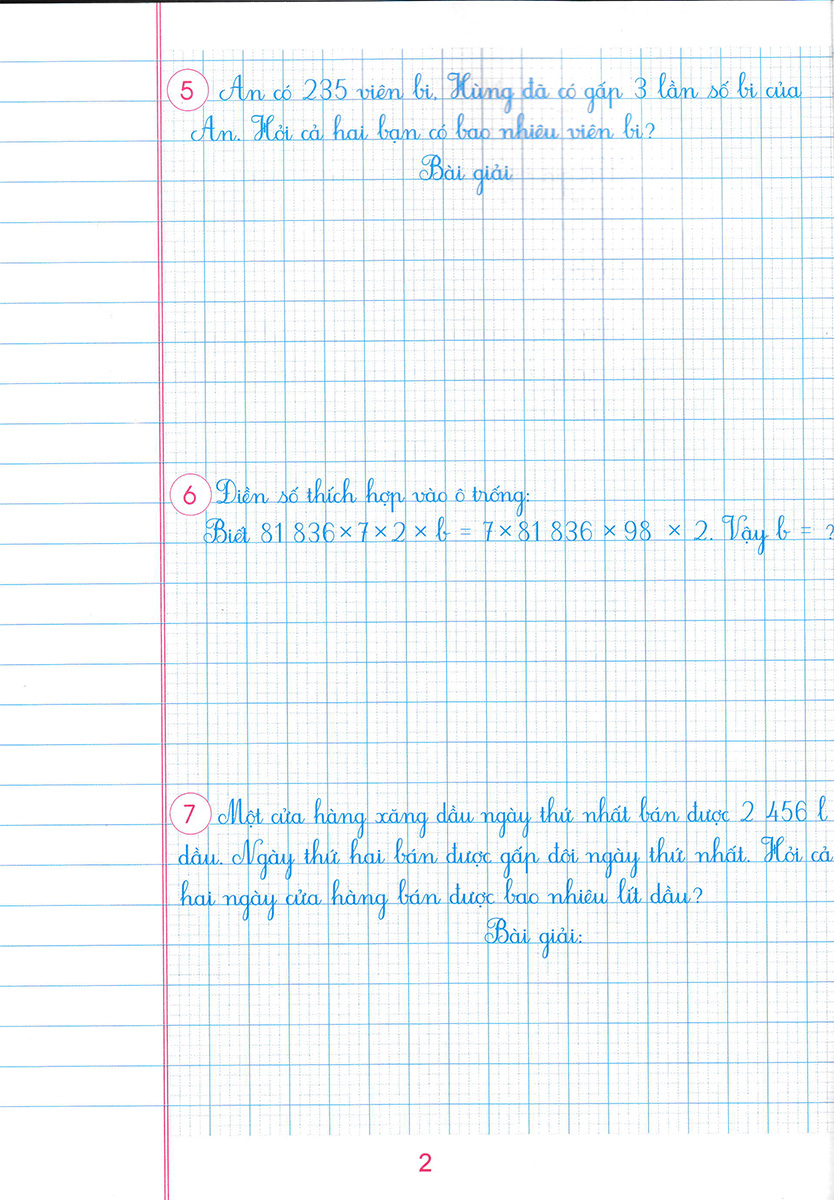 Luyện Tập Toán 4 Quyển 2 - Trình Bày Trên Giấy Ô Li _HA