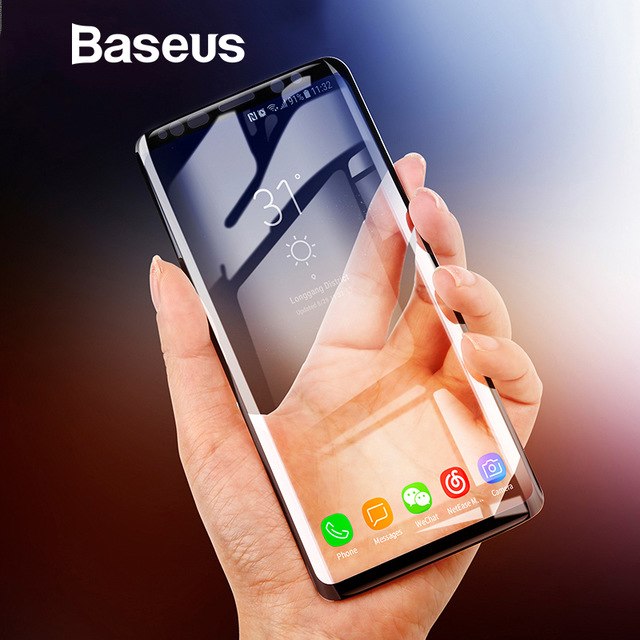 Miếng dán kính cường lực Full 3D cho Samsung Galaxy S9 Plus Baseus Arc (Vát cạnh 2.5D, chống lóa, bảo vệ mắt) - Hàng chính hãng