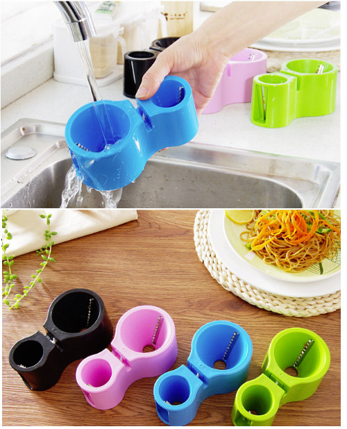 Dụng cụ bào sợi rau củ, vặn 2 đầu xoắn ốc kèm mài dao 2 trong 1. Đồ dùng nhà bếp sang tạo đa năng