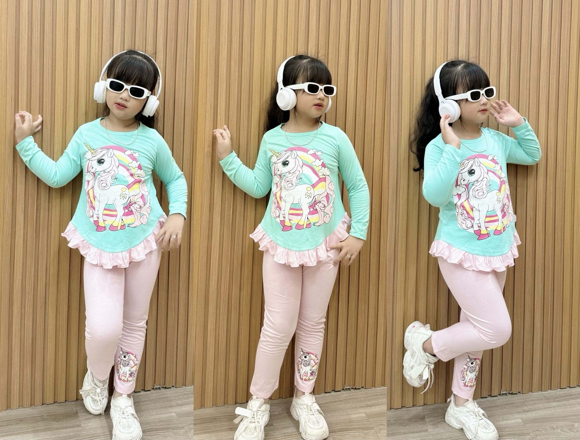 Đồ bộ bé gái, Bộ ngủ dài tay cho bé gái từ 12-35kg chất cotton hàng xuất mềm mịn mát