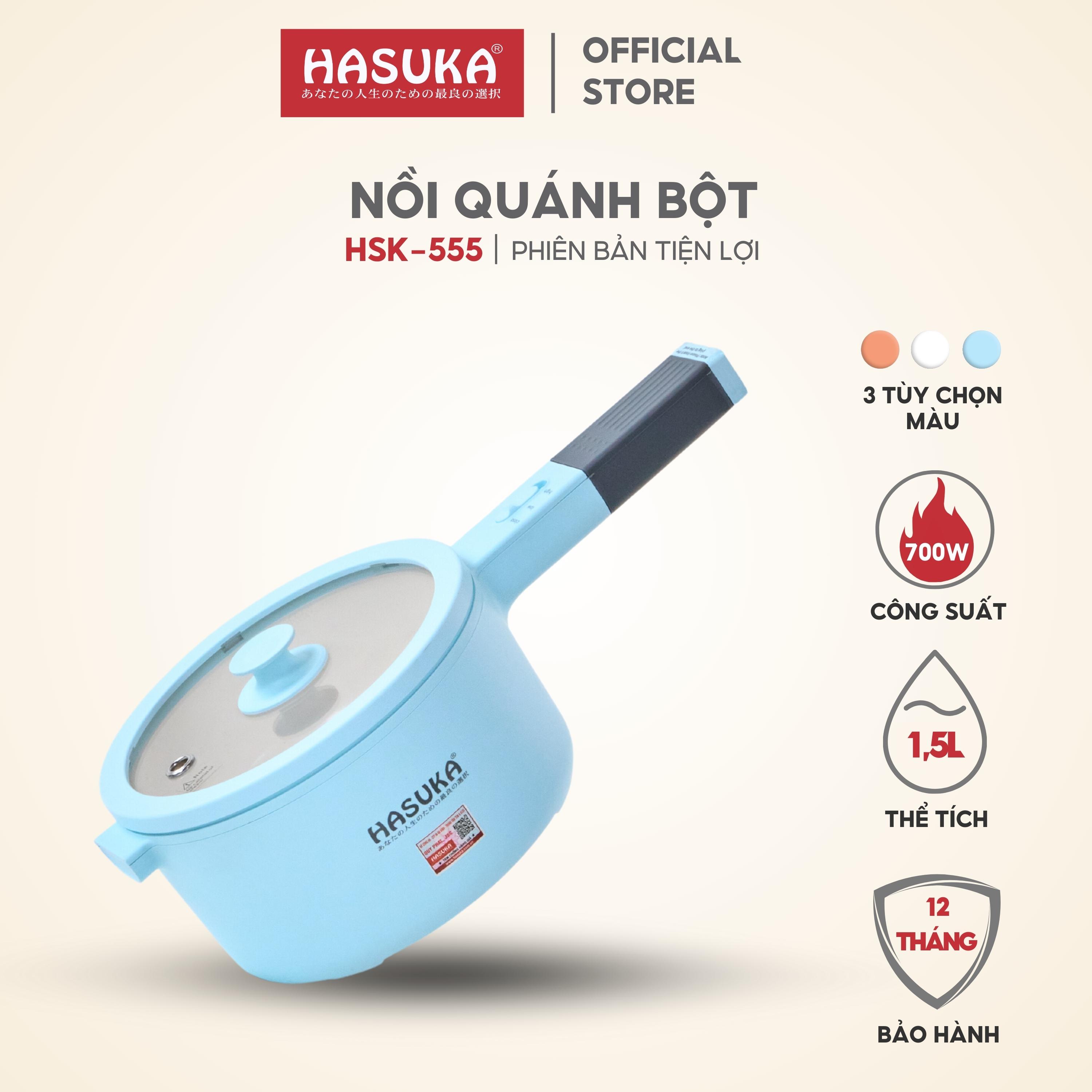 Nồi quánh bột HASUKA HSK-555 dung tích 1.5L, công suất 700W- lòng nồi chống dính tiện lợi dễ dàng vệ sinh - HÀNG CHÍNH HÃNG (BH 12 tháng)