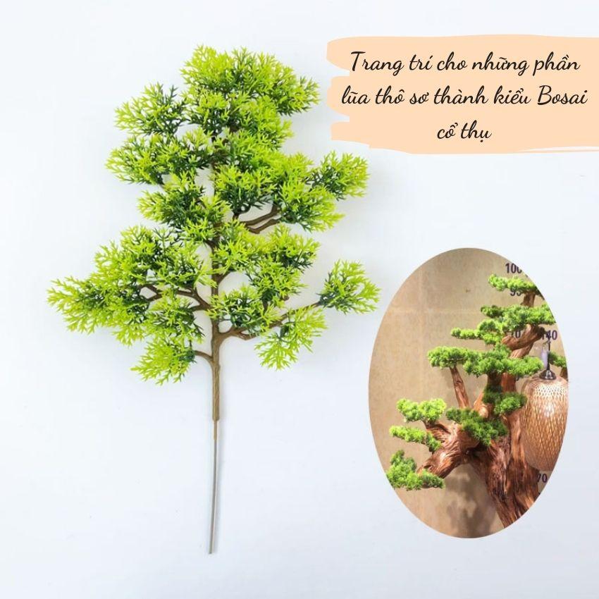 Cành tùng giả, cành thông làm cây trang trí,cụm lá tùng la hán làm cây bonsai,decor tiểu cảnh