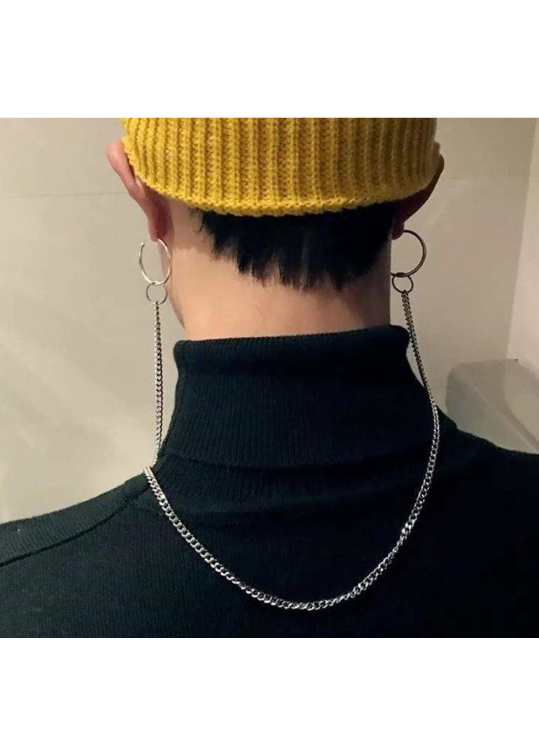 Bông tai nam sợi xích dài vòng sau cổ unisex cá tính