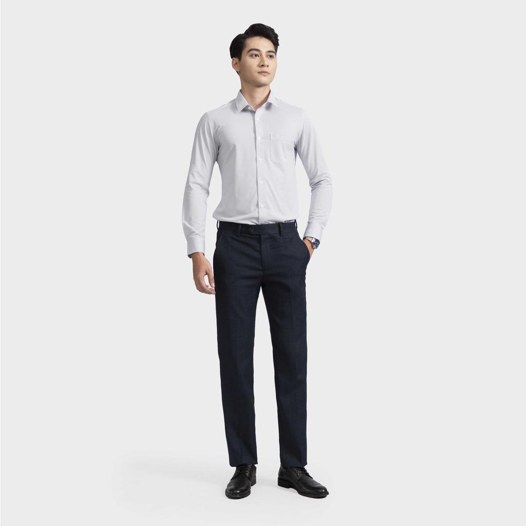 (Mẫu mới) Áo sơ mi nam dài tay ARISTINO Boss phom suông vừa, họa tiết trắng kẻ sọc xanh thời thượng- 1LS11602